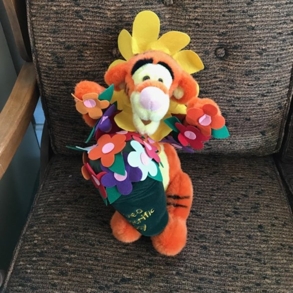 Tigger Plush with Flowers Have a Tiggerific Day
